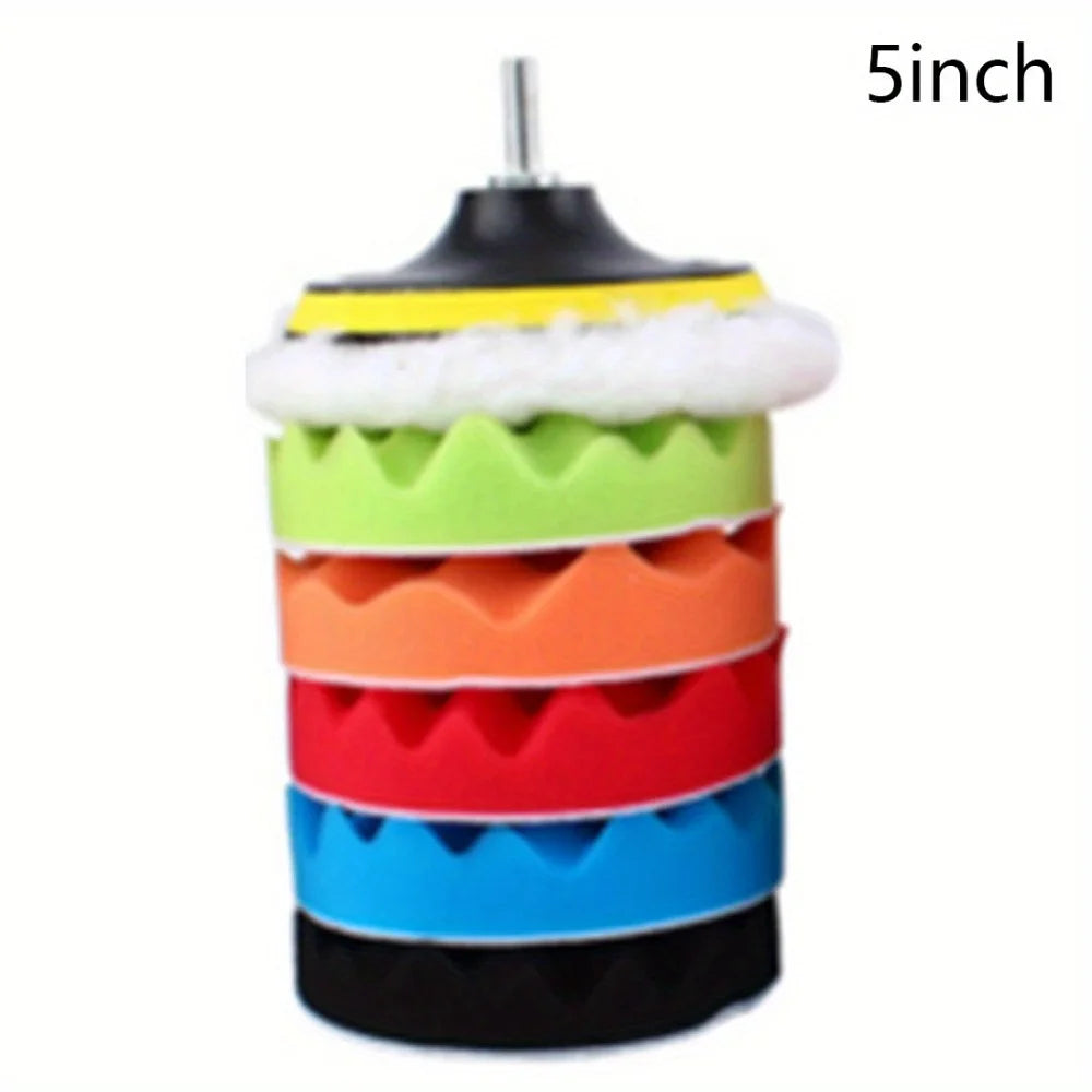 8-Pc Car Polishing Pad Set 3/5/7" Buffing Waxing Sponge Wool Car Polishing Pad Set Oasis Select