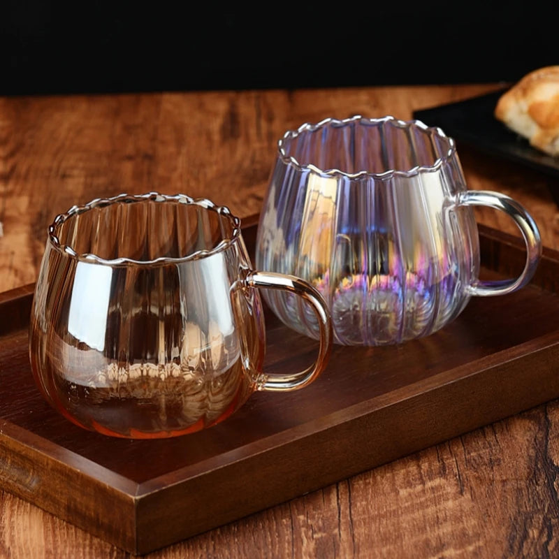 400ml Pumpkin Shaped Glass Cups High Borosilicate Glass Coffee Tea Drinks Dessert Breakfast Glasses For Juice Milk Tea Drinkware Oasis Select
