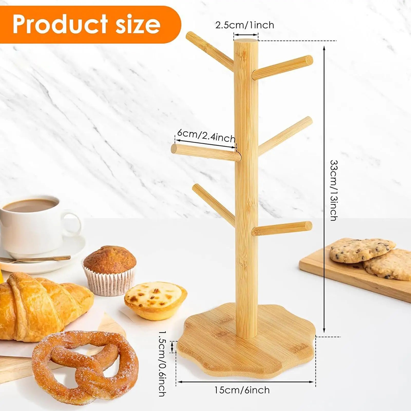 Wooden Tree Pretzel Holder Stand – Bamboo Sausage Display Rack