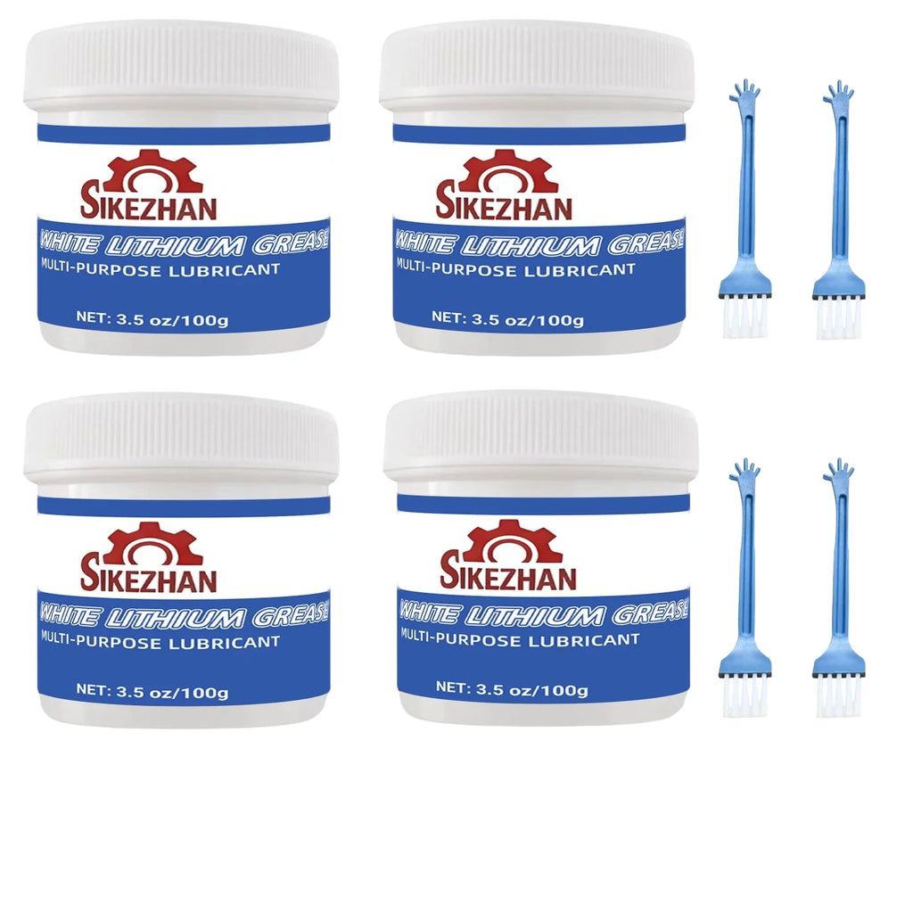 Premium White Lithium Grease With Brush Waterproof Multi-Purpose Lubricant Anti Rust Auto Marine Garage Door Hinge Metal Parts Oasis Select 400g