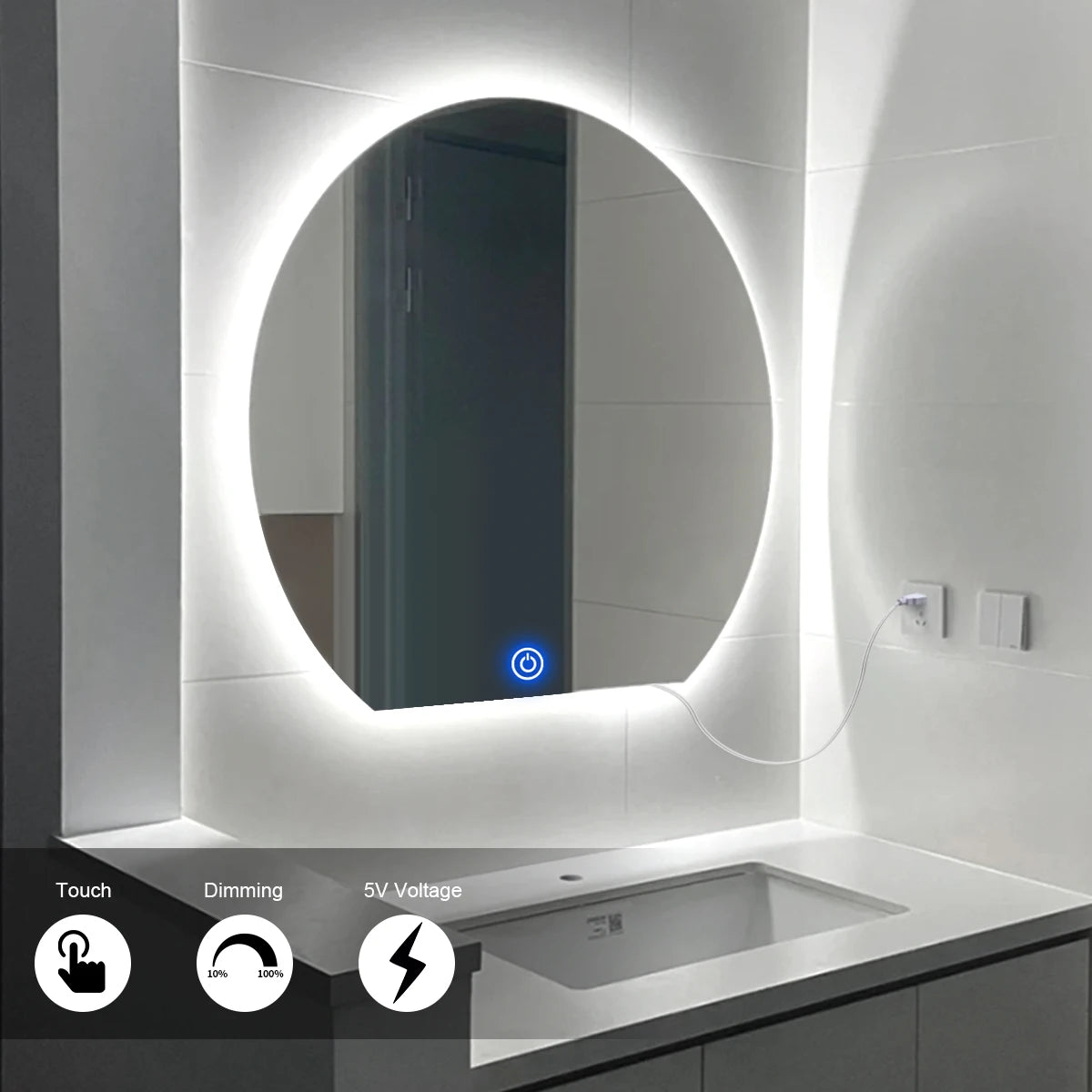 1M/3M/5M LED Bathroom Mirror Backlight Lighting USB 5V COB LED Strip Light Penetrable Mirror Touch Sensor Dimmer Vanity Lights Oasis Select