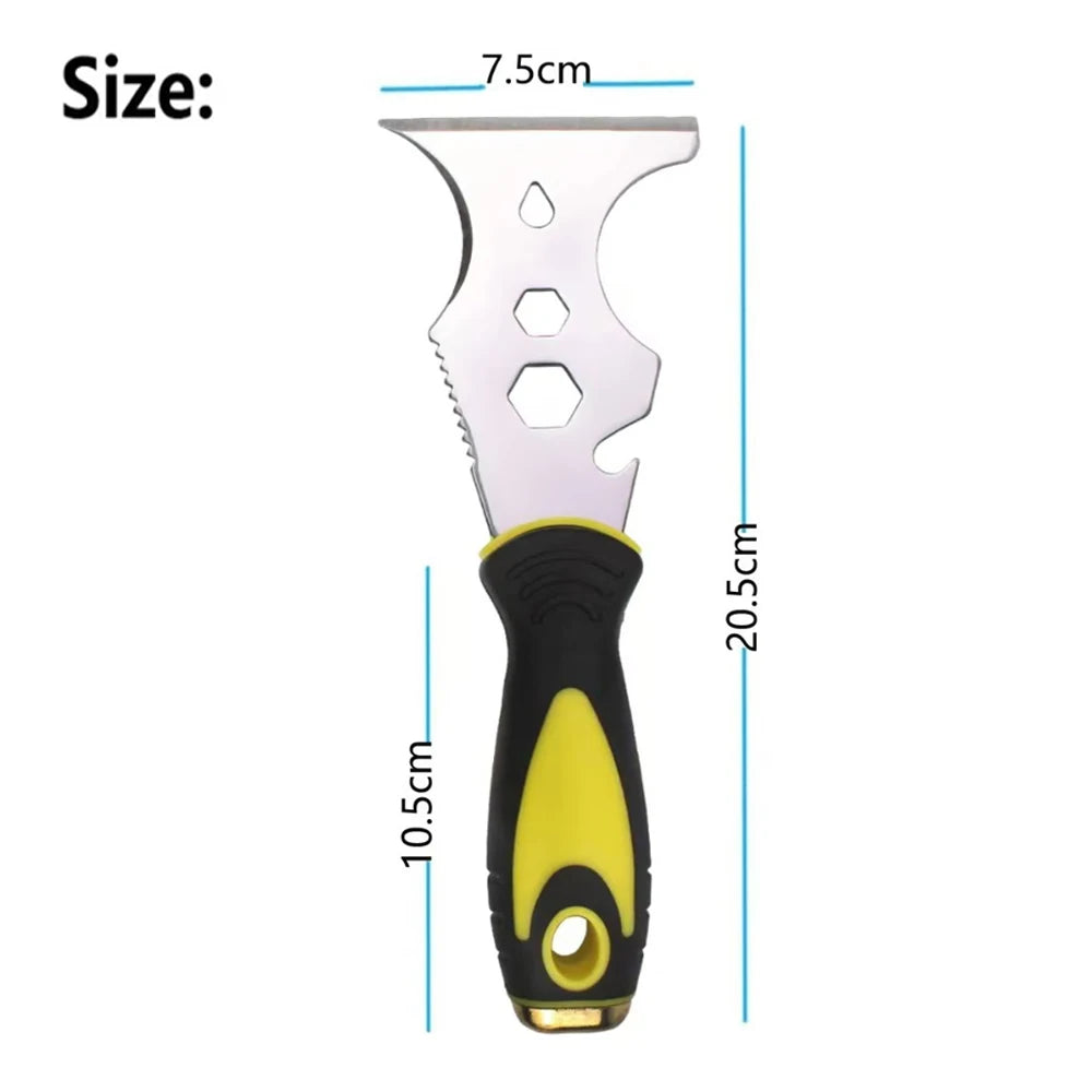 15-In-1 Multi Use Putty Knife Stainless Steel Paint Scraper Tool Wallpaper Can Opener Cleaning Paint Rollers Home DIY Oasis Select