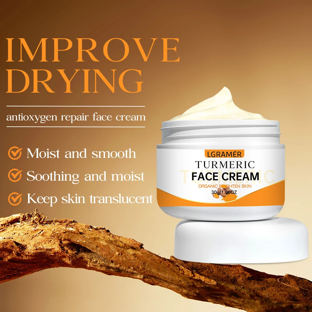 Turmeric Whitening Face Cream Wrinkle Removal Lighten Fine Lines Makes Skin Look More Youthful Birghten Moisturize Facial Care Oasis Select