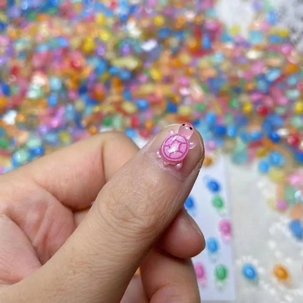 100Pcs Mixed Nail Art Resin Cartoon Little Turtle Series Rhinestones DIY Craft For Nail 3D Decorations Jewelry Oasis Select