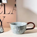 300ml Hand-painted Flower Ceramic Coffee Cup Cute Style Print Porcelain Handmade Breakfast Milk Juice Tea Chocolate Handle Mug Oasis Select Brown 300ml