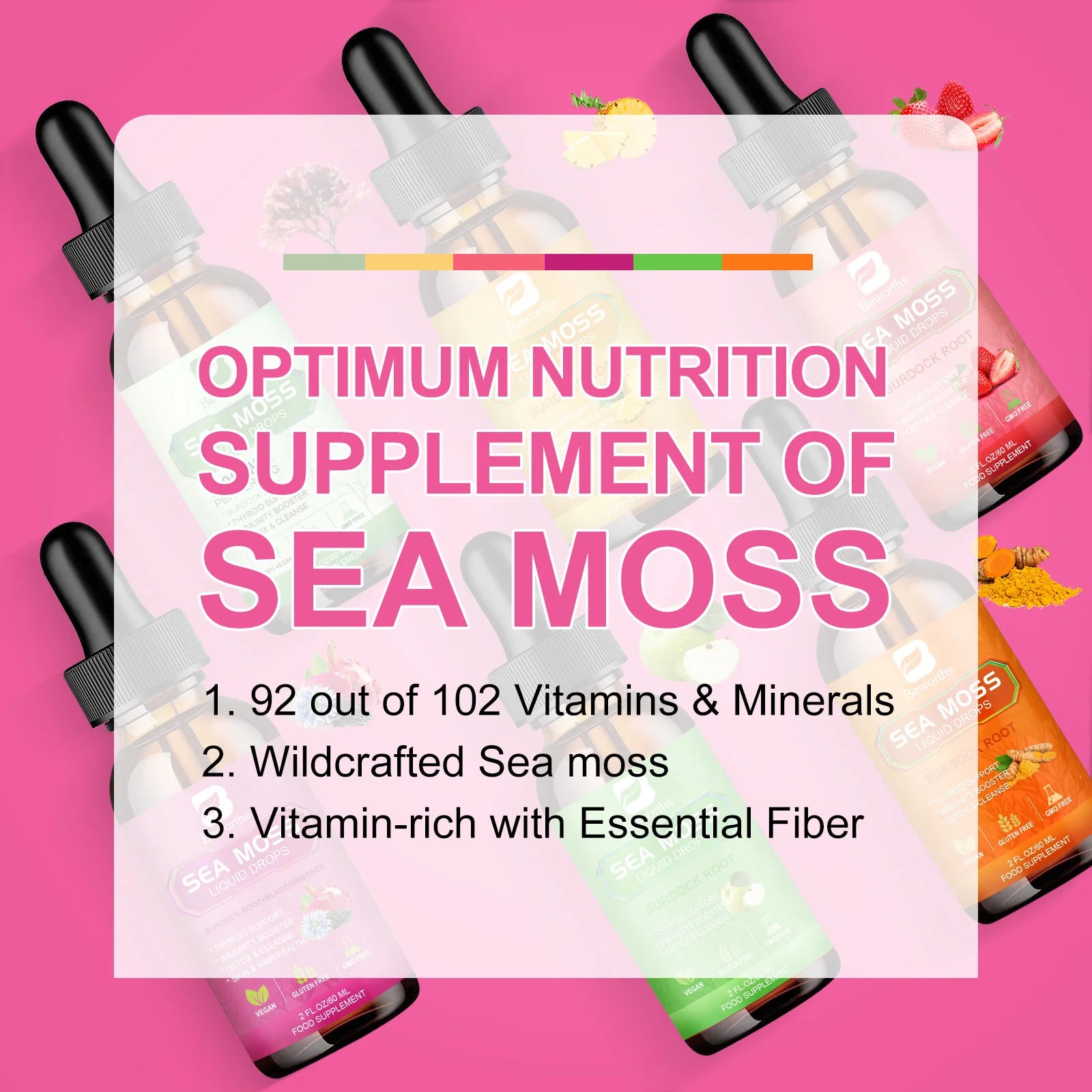 BEWORTHS 3000MG Seamoss Liquid Drop Organic Black Seed Oil & Burdock Root Bladder Enhance Immunity, Hair,Skin & Digestion Health Oasis Select