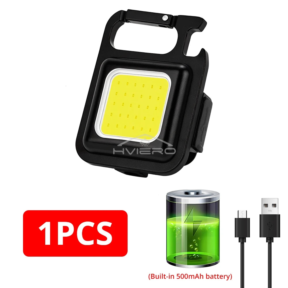 HVIERO COB Mini Keychain Flashlight | USB-C Rechargeable LED