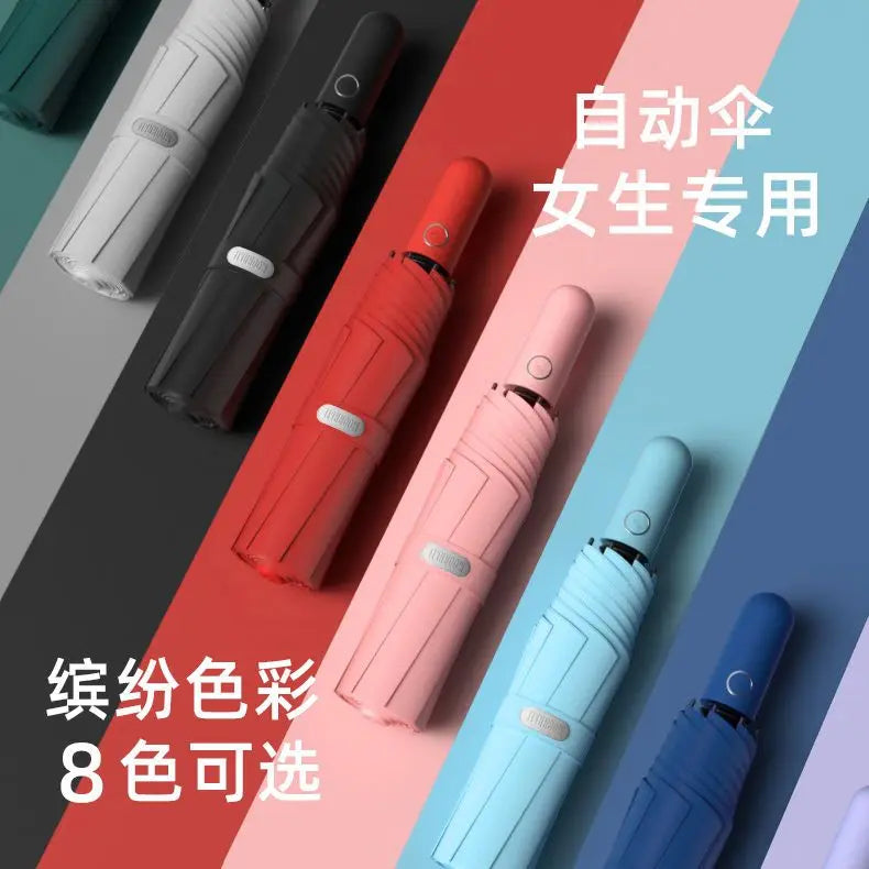 Upf50+ Automatic Sun Umbrella UV Protection Compact Portable Folding Rain and Sun Umbrella Oasis Select