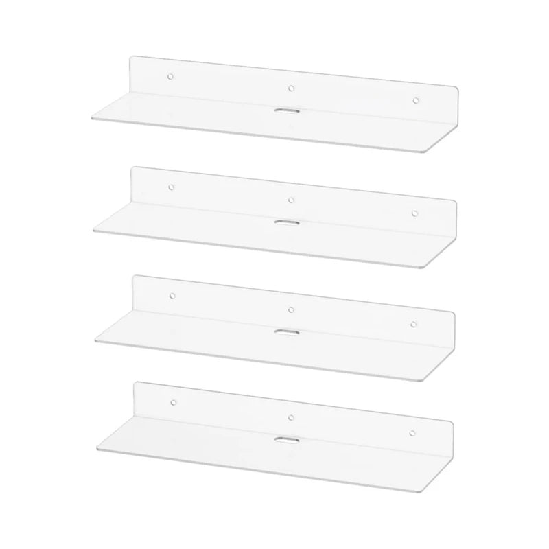 Clear Acrylic Floating Shelves 4 Pack, 11.6Inch Wall Mounted Shelves For Bedroom, Bathroom, Living Room, Gaming Room Easy To Use Oasis Select