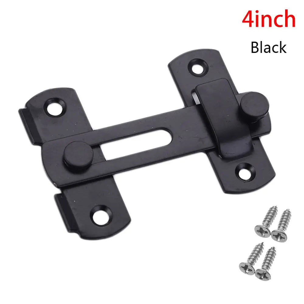 Stainless Steel Straight Lock Buckle Security Hasp Door Bolt Cabinet Catches Window Catch Lock Silent Gate Buckle Padlock Clasp Oasis Select 4inch-black