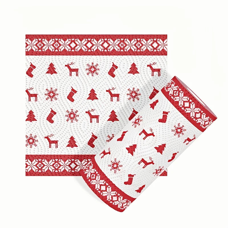 Christmas Kitchen Paper, Disposable Kitchen Cleaning Dual - Christmas Home Cleaning Tools, Christmas Decorative Paper Towels Oasis Select 1 roll