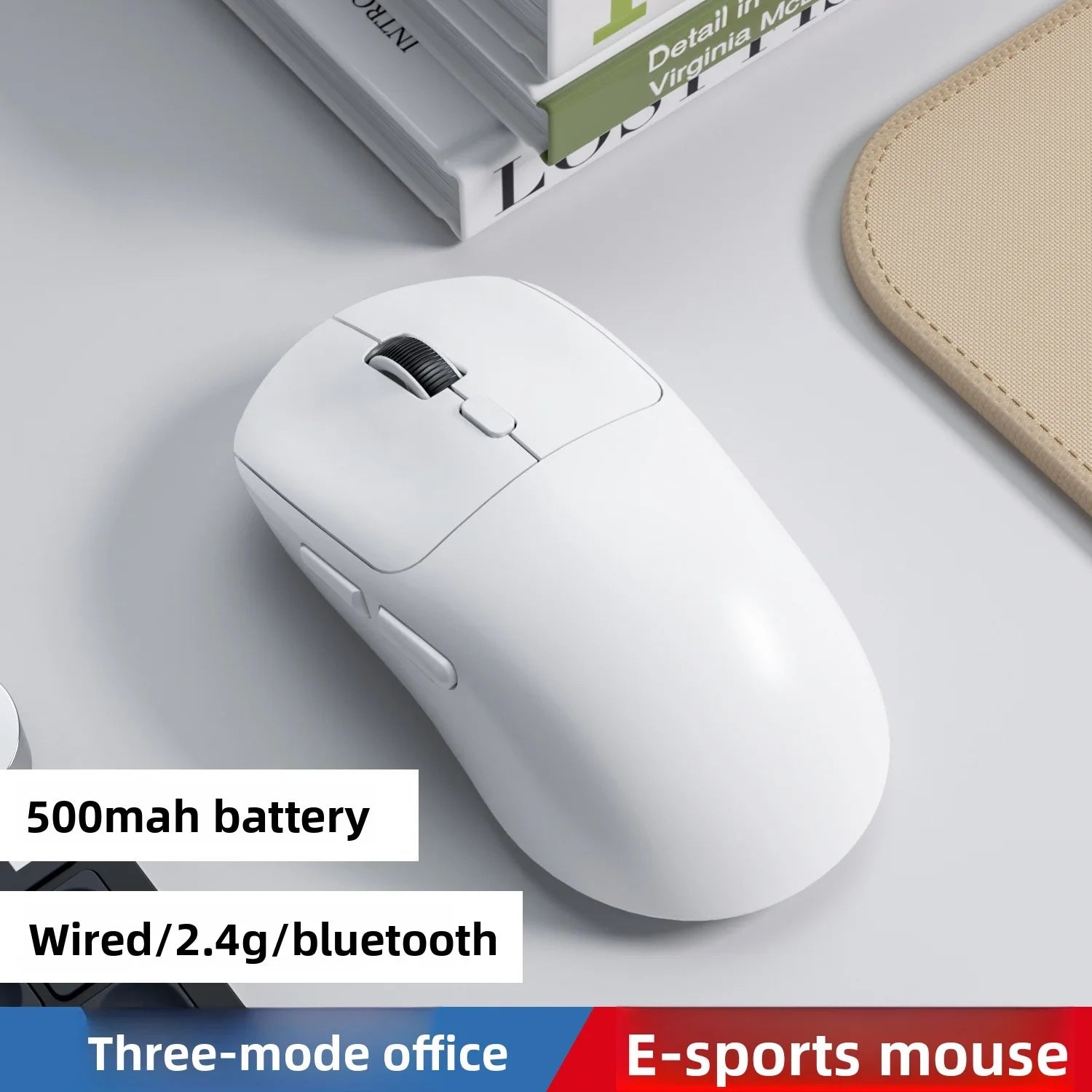 Tri-mode M348 Superlight Mouse Bluetooth 2.4G Wireless Gaming Mouse Flagship Chip Gaming Sensor 6 Adjustable DPI for Office Game Oasis Select WHITE