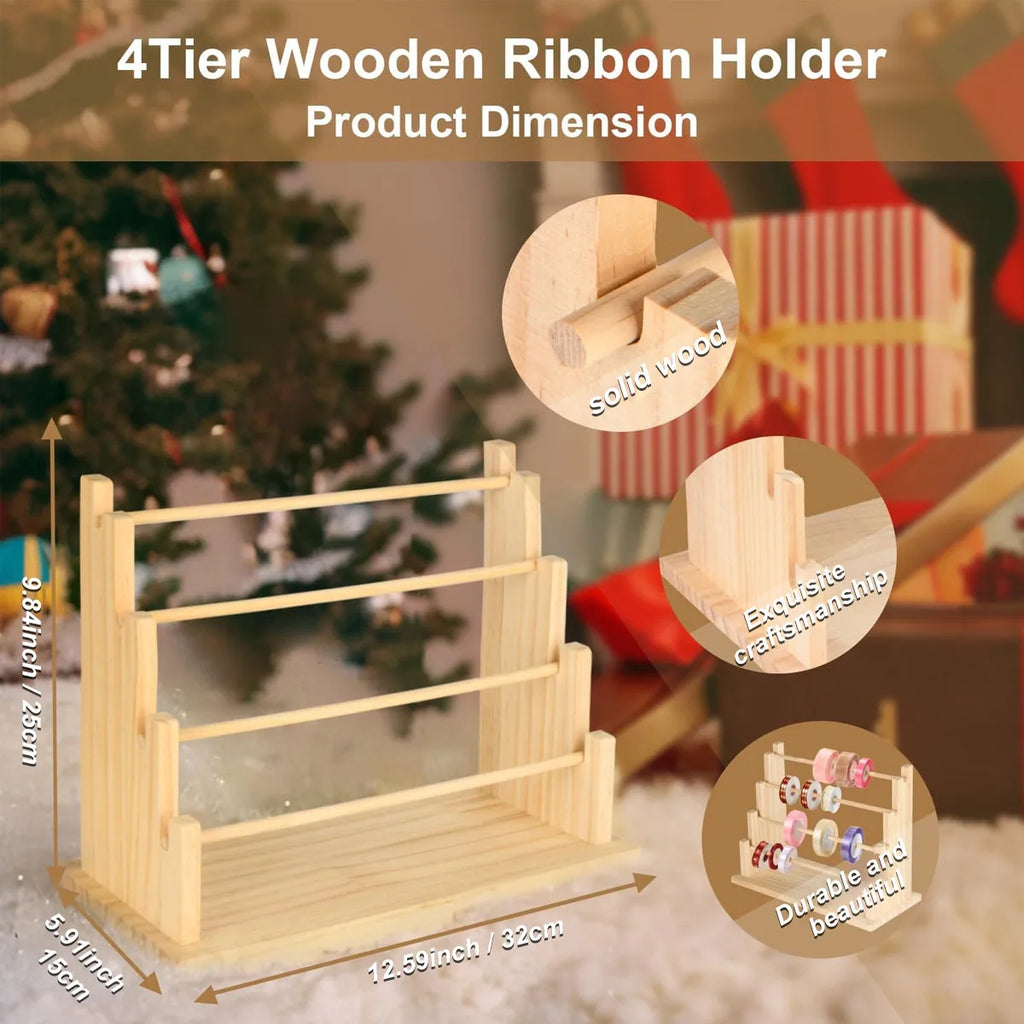 Solid Wood Ribbon Rack, 4/6 Layer Handicraft Storage and Organization Rack, Bracelet, Bracelet and Other Accessory Display Rack Oasis Select 4 Layer