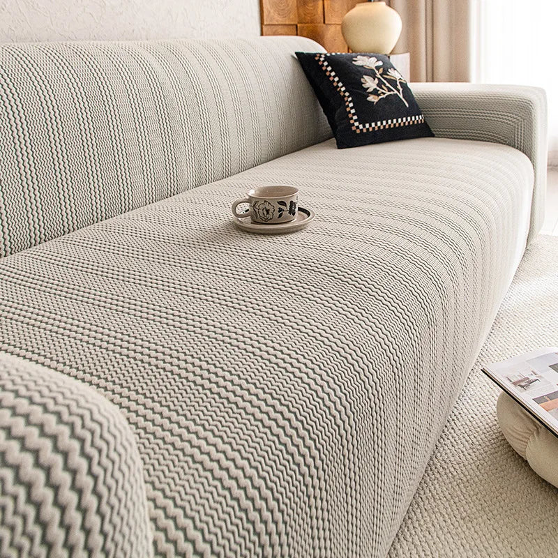 The New Sofa Cover Is Fully Covered with Anti-cat Scratch Protective Cover Elastic Anti-slip and Dust-proof Sofa Cover Fabric Oasis Select 2 people 145-185cm Light gray