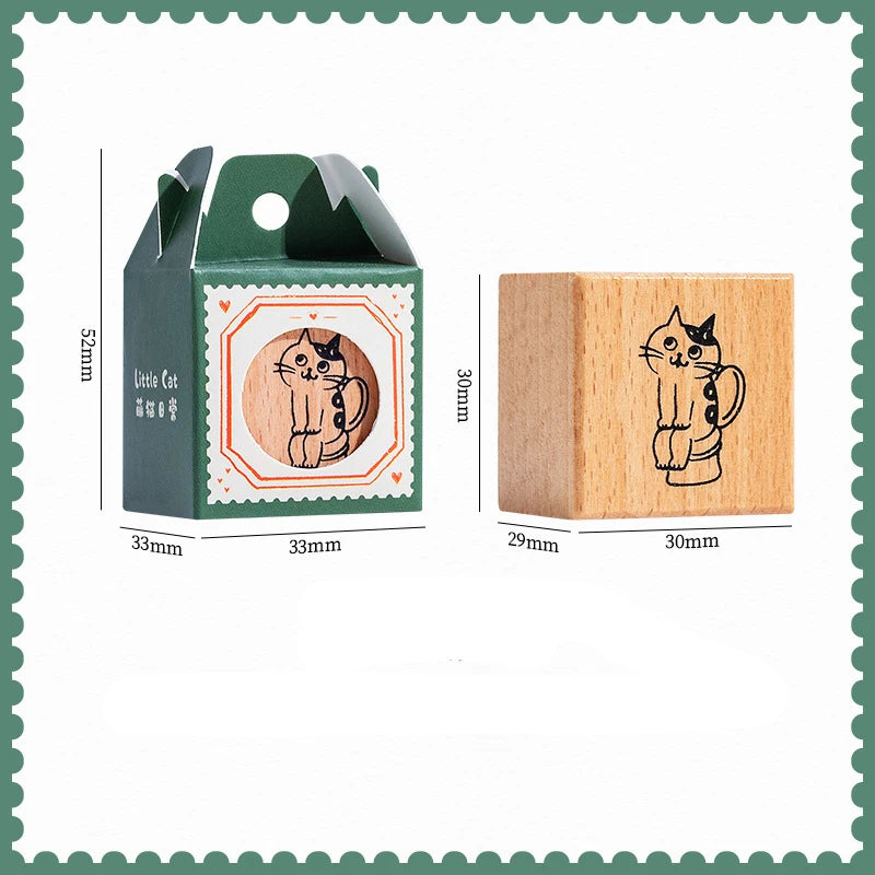 Wooden Rubber Stamps Animals Cat Patterns Stamps Set For DIY Craft Card Scrapbooking Supplies Photo Album Diary Decor Oasis Select Style G