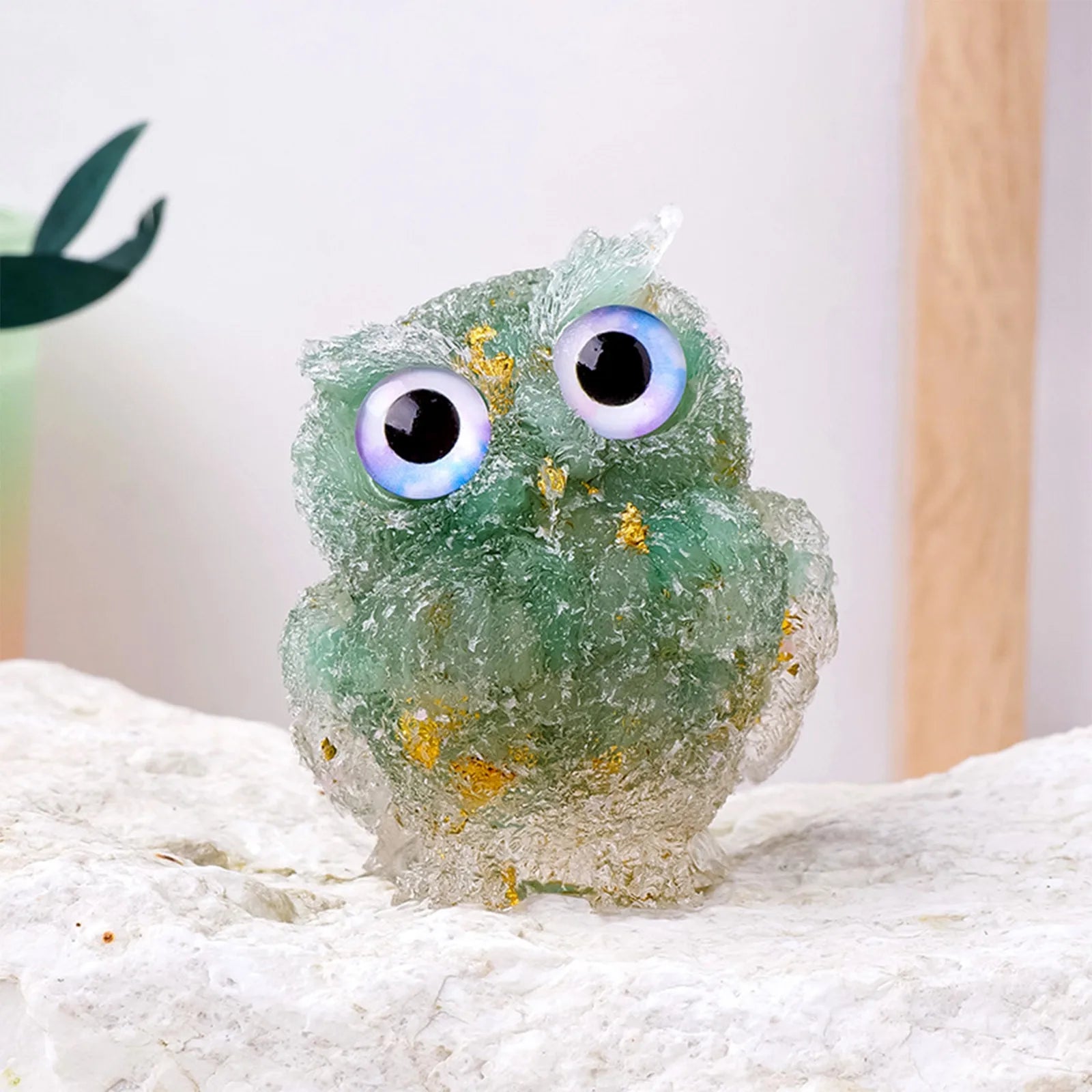 1PC Natural Owl Amethyst Rose Quartz Cute Animal Image Macadam Drip Glue Resin Owl Household Supplies Desktop Ornament Oasis Select B One Size