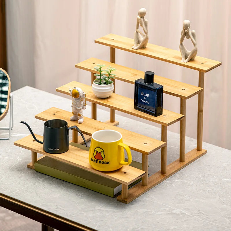 3-Layer Bamboo Desktop Shelf | Plant & Décor Storage Rack