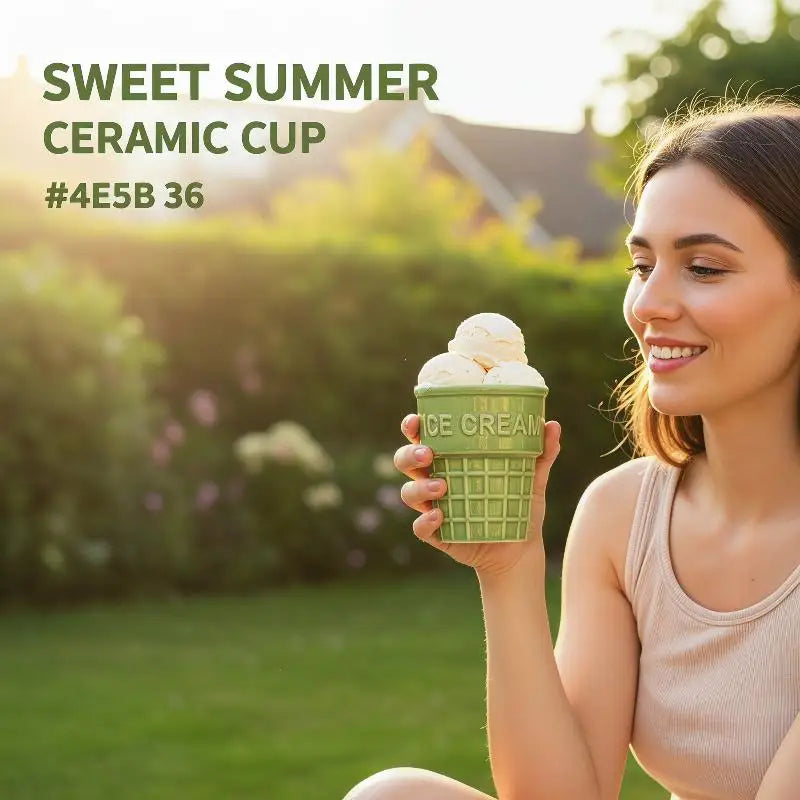 Colorful Ceramic Ice Cream Cups Dessert Coffee Mug With Waffle Cone Design Cute Aesthetic For Home Cafe Afternoon Tea Party Use Oasis Select