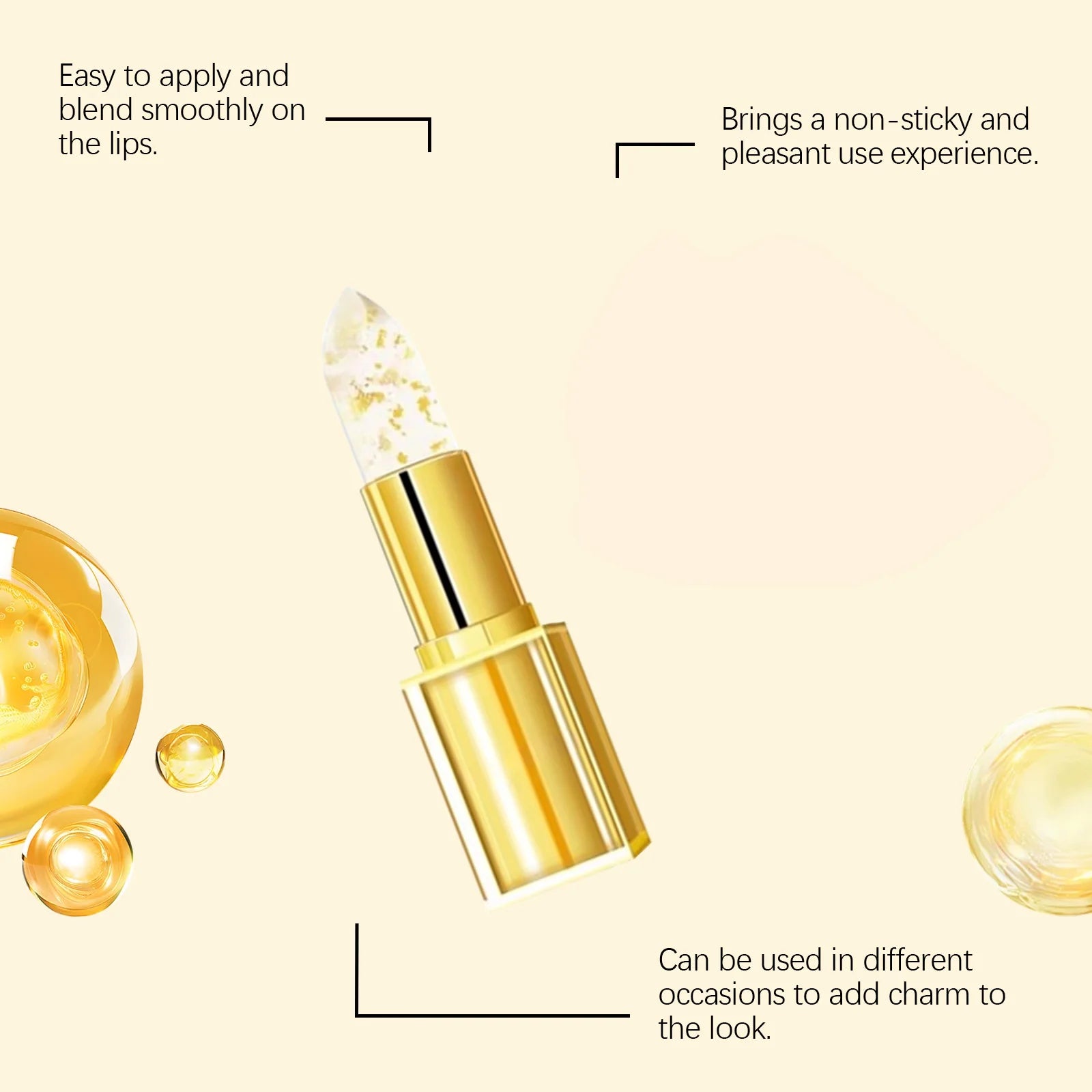 Jaysuing Gold Color-Changing Lip Balm | Hyaluronic Acid Hydrating Color-Changing Lip Balm Oasis Select