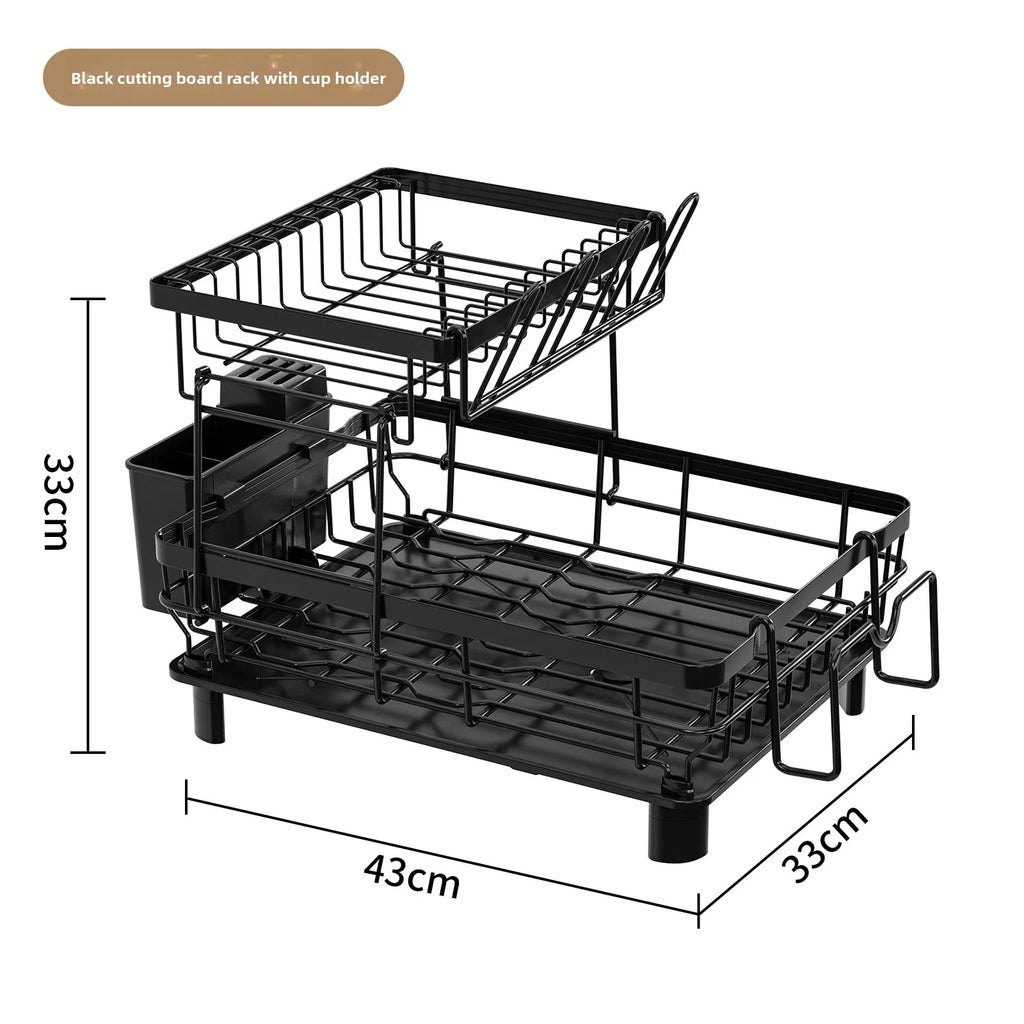 Kitchen Shelf Dishes and Dishes Storage Rack Drain Rack Household Multifunctional Dish Rack Dish and Chopsticks Storage Box Oasis Select Black zhanbanjia