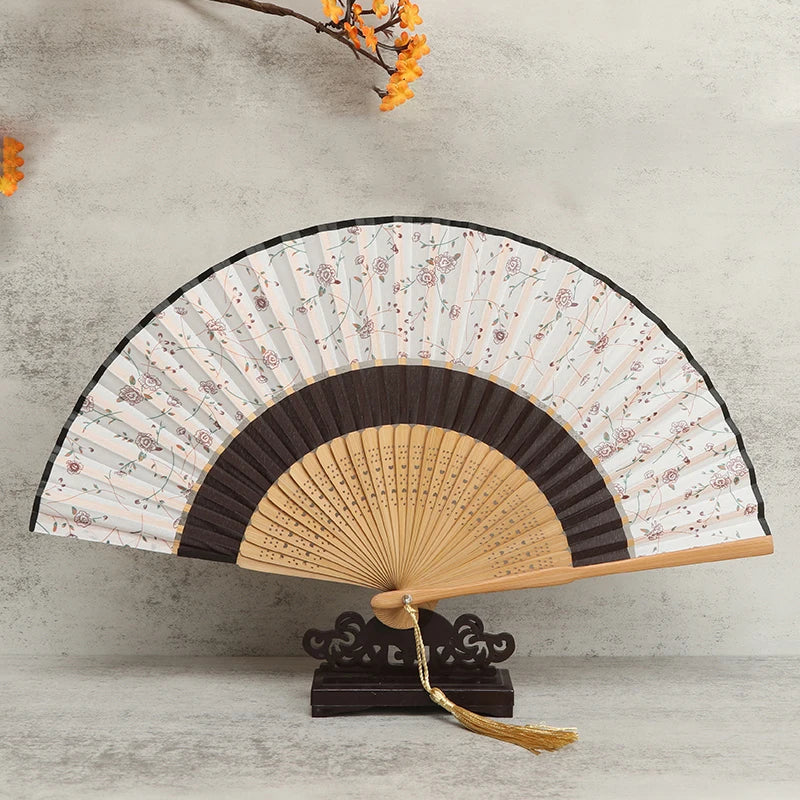 Japanese Style Kimono Folding Fan Small Lady Portable Summer Daily Fan Dance Decoration Fans Chinese Hanfu Cheongsam Photo Props Oasis Select