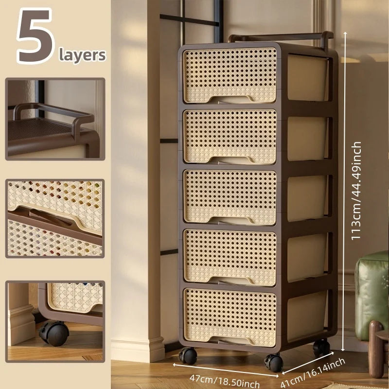 Large Capacity Storage Cart, Multi-Grid Assemblable Cabinet, Clothing Storage Organizer, Space-Saving Home Storage Bin Oasis Select X-Large 5-Tier