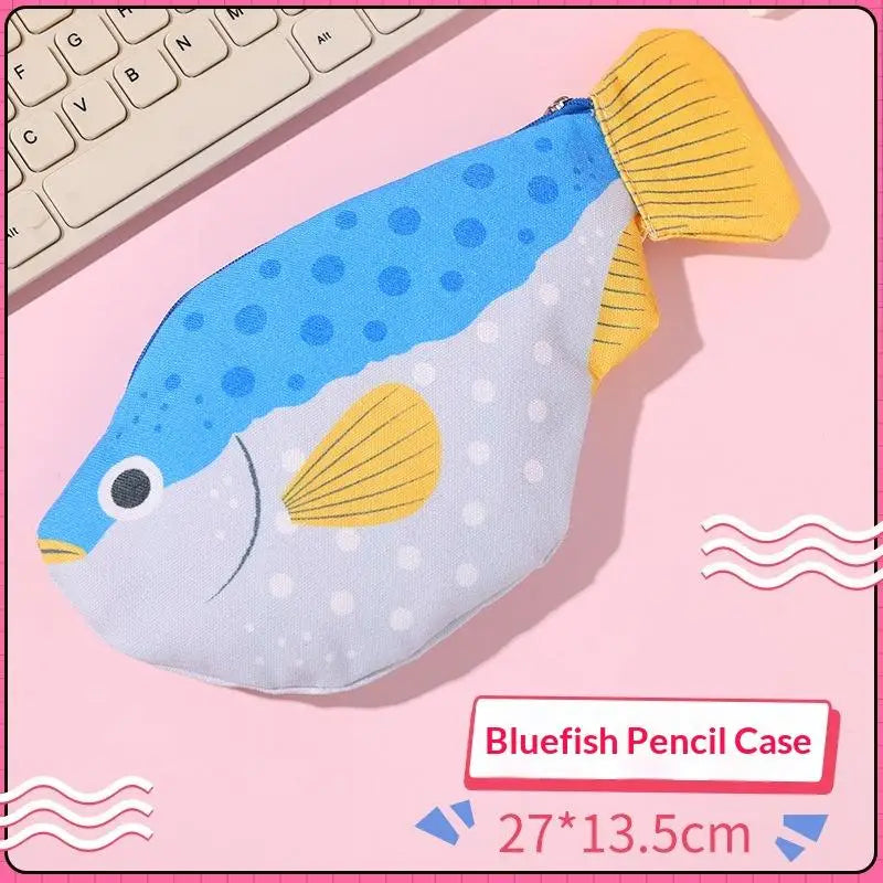 Creative Quirky Sea Fish Pencil Case Large-Capacity Fun Cartoon Organizer Bag Multi-Functional Storage Bag Stationery Case Gift Oasis Select A3