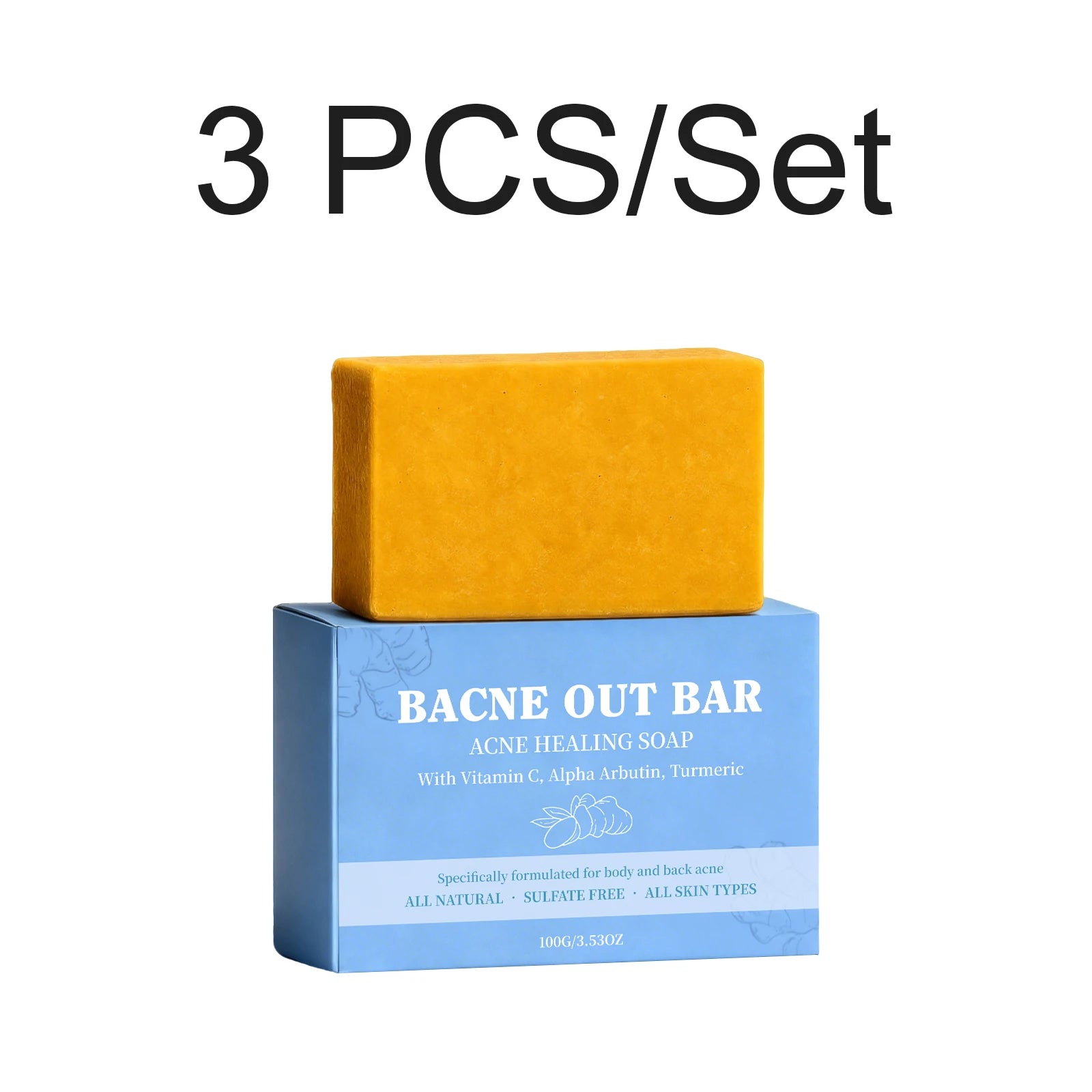 Body Cleansing Soap Back Acne Care Moisturizing Brightening Body Wash Bar Deep Clean Removes Odors Smooth Skin Shower Soap 100g Oasis Select 3 PCS