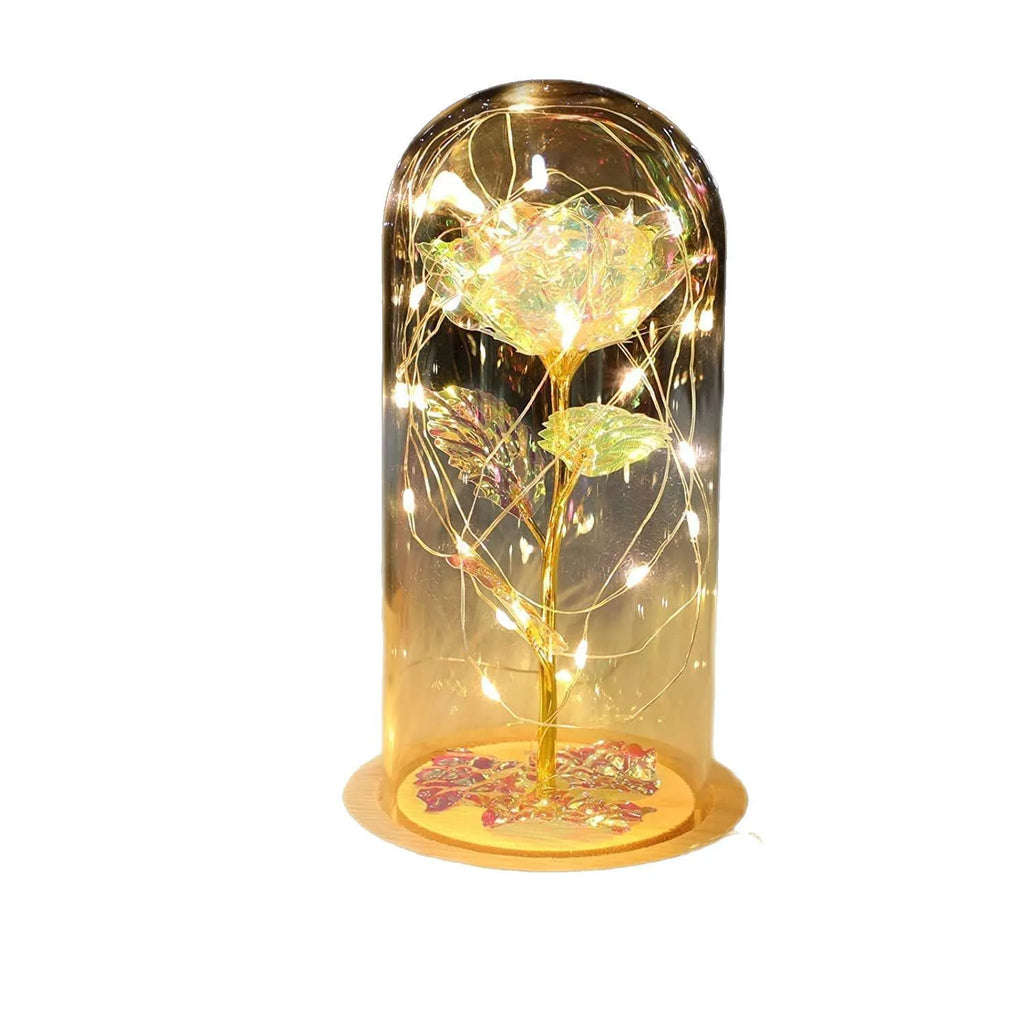 Eternal Flower Glass Cover Small Night Light Rose with Light Valentine's Day 38 Mother's Day Creative Gift Small Gift Oasis Select