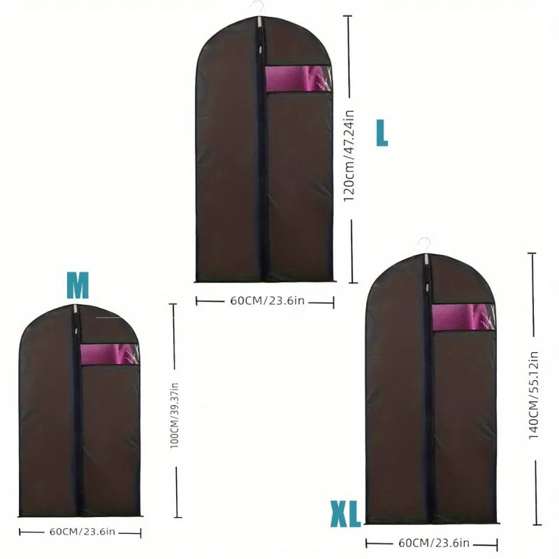 Garment Bags with Clear Window, Heavy Duty Suit Cover Protectors, Unfinished Finish, for Travel & Storage Clothing Dust Cover Oasis Select black 140cm