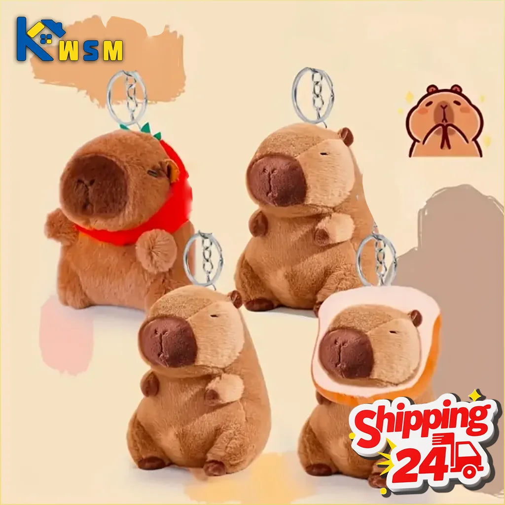 1-20PCS Cartoon Capybara Pendant Plush Toy Doll Bag Hanging Ornament Cute Kapila Keychain Doll Desktop Doll Ornament Car Pendant Oasis Select