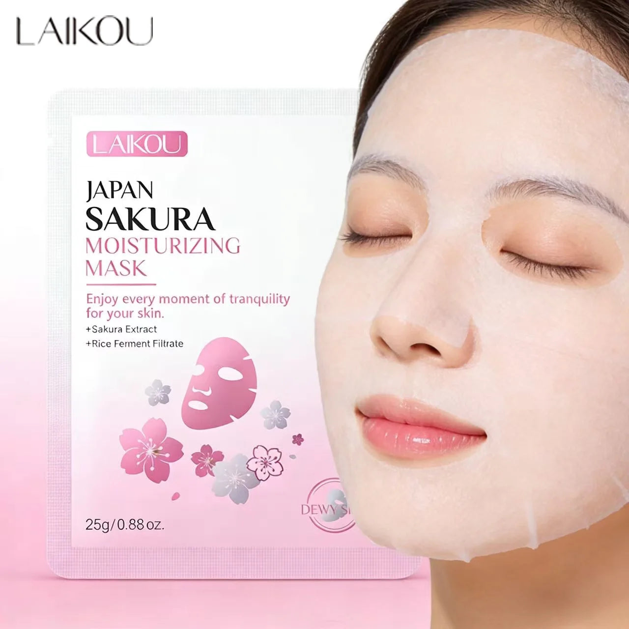 Laikou Sakura Facial Mask, Hydrating & Brightening Sheet Mask for Moisturized and Radiant Face Masks Skin Care Cosmetics 25g Oasis Select