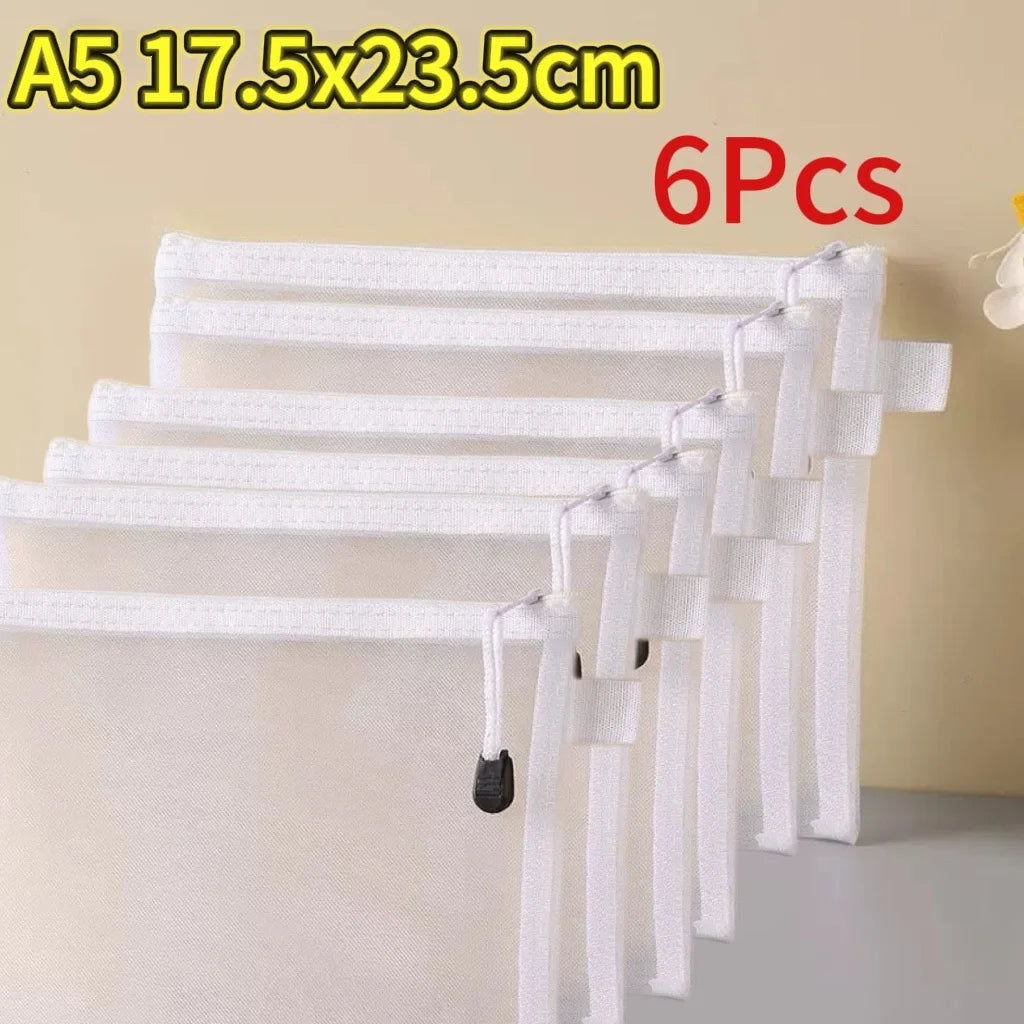 Transparent Mesh Storage Bags with Zipper for Lego Blocks, Puzzle&Toy Organization,Kids' Sorting Pouch for Small Parts Organizer Oasis Select 6pcs M white