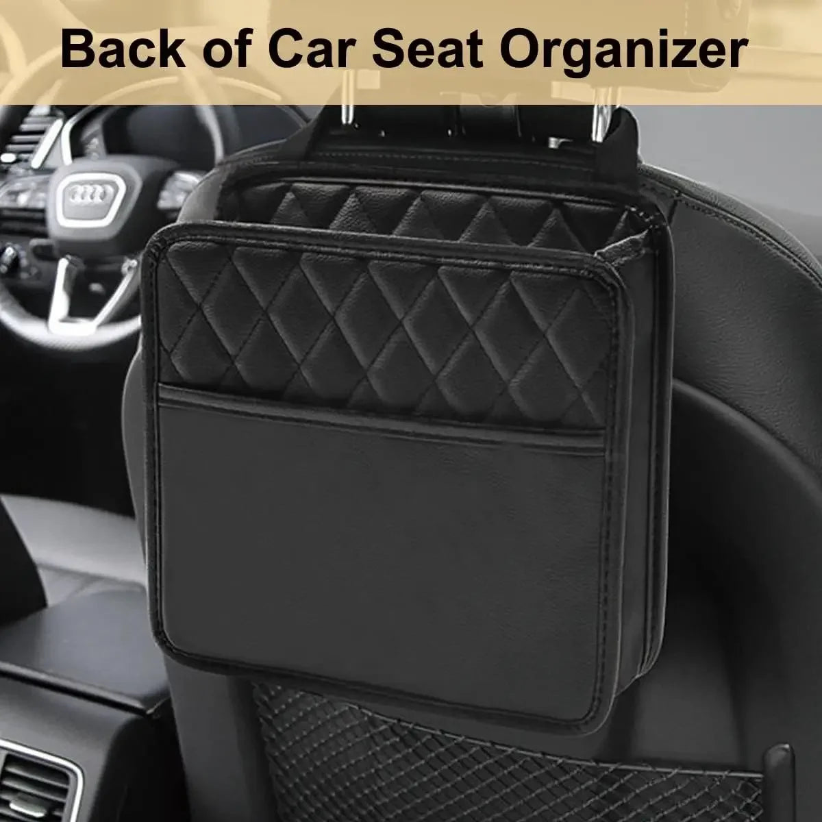 Car Organizer Multi-functional Car Seat Storage Bag Waterproof Hanging Car Seat Organizer Garbage Bag Suitable for Most Car Oasis Select