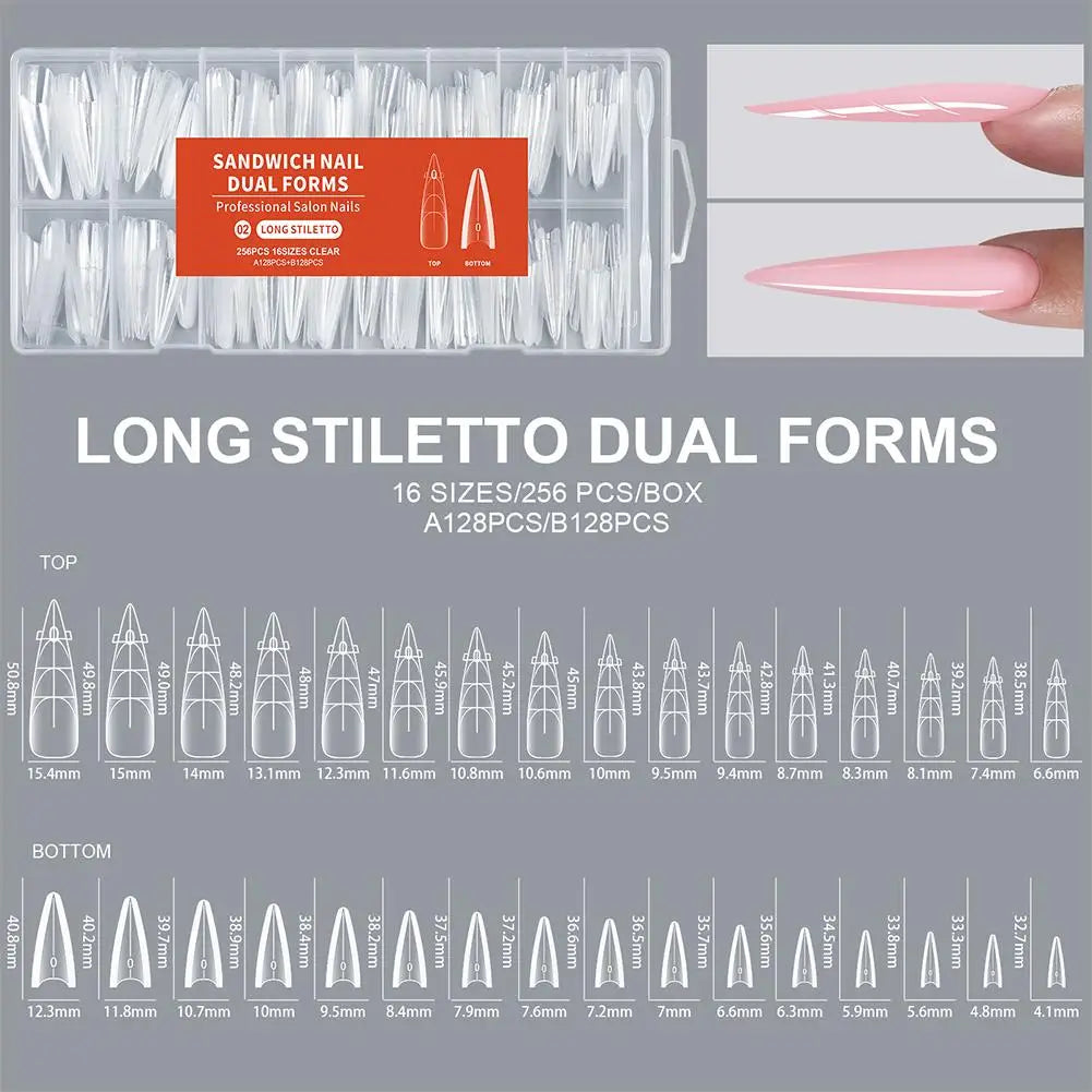 256-Piece Sandwich Dual Form Nail Tips – Full Cover Extension Kit Nail Extension Tips Oasis Select 256pcs-02