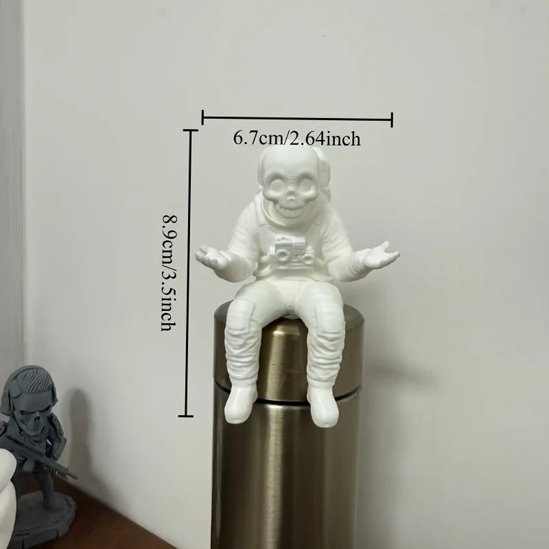 Astronaut Skeleton Figurine 3D Printed Confused Seated Spaceman Ornaments Creativity Home Table Decor Companion Home Decor Gifts Oasis Select White space