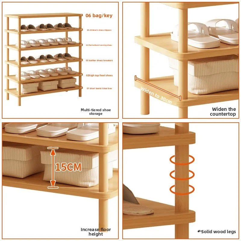 Wooden Shoe Rack Simple And E****mical Household Multi-layer Storage Rack Rental House Dormitory Shoe Cabinet Storage Artifact Oasis Select