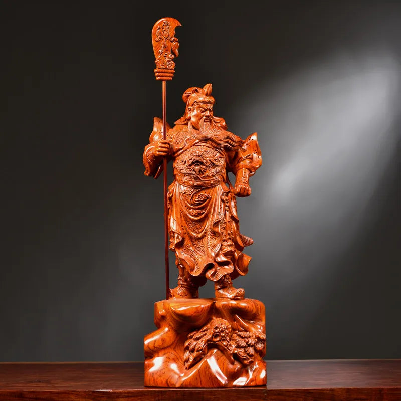 Ebony Wood Carved Guan Gong Statue Home Living Room Entrance Decor Craft Gift Living Room Decoration Oasis Select C 30cm x 11cm x 5cm
