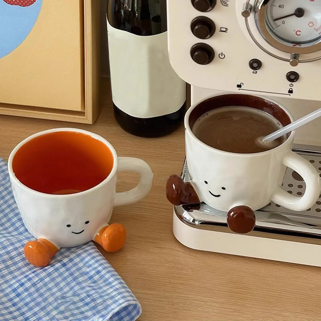 Ceramic Coffee Cup Water Cup with Feet Cute Decorative Coffee Beverage Mug for Photographers Men Women Kids Birthday Christmas Oasis Select