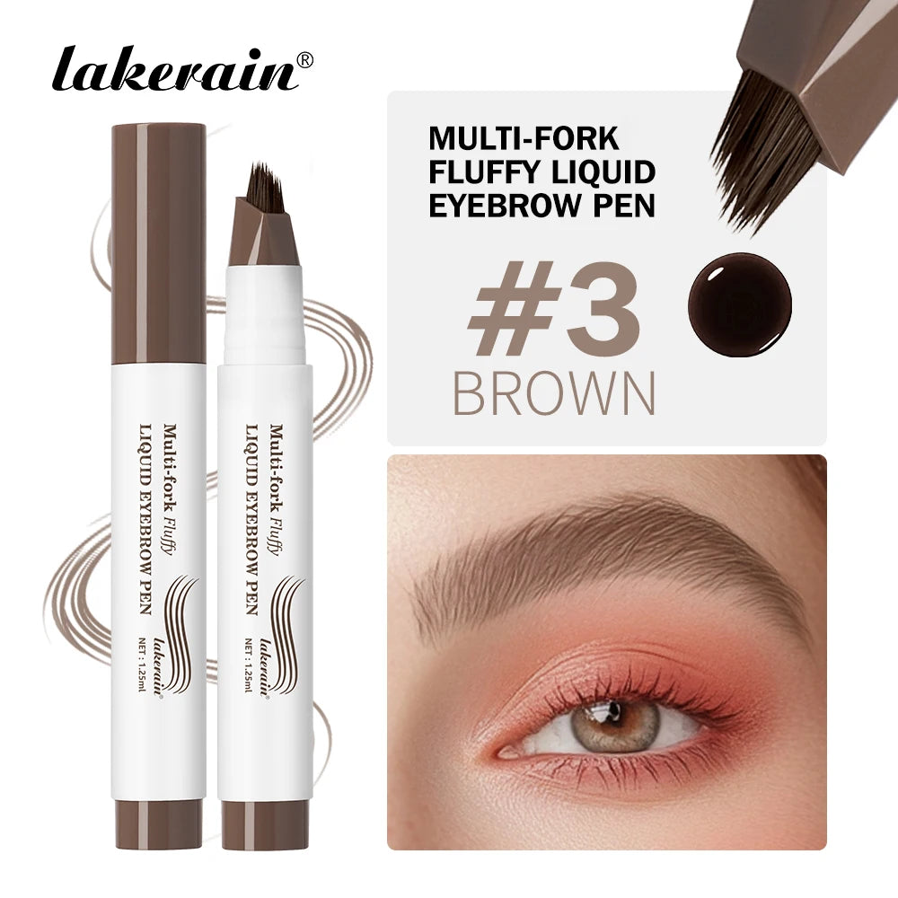 Multi-Fork Fluffy Liquid Eyebrow Pen waterproof Long Lasting Brow Natural Smooth Simulated Fine Flu Brow Pencil Eye Makeup Oasis Select Brown