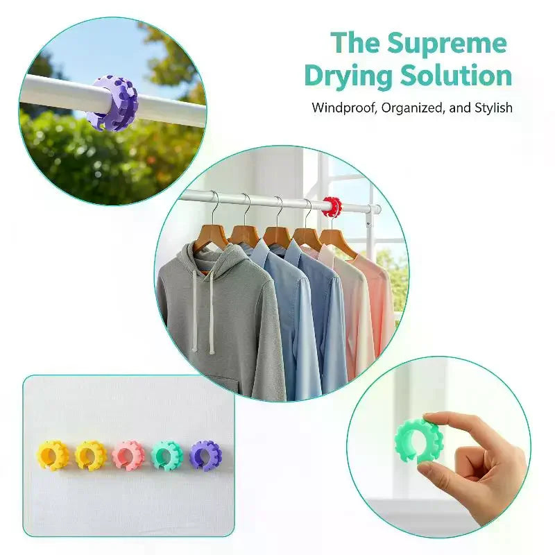 5-Pack Windproof Clothes Hanger Clips | Anti-Slip Laundry