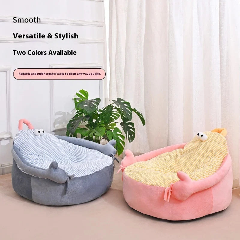 New autumn and winter dog and cat beds, cartoon-shaped sofa beds, large-eye pet bed cushions, and daily dog and cat cushions Oasis Select