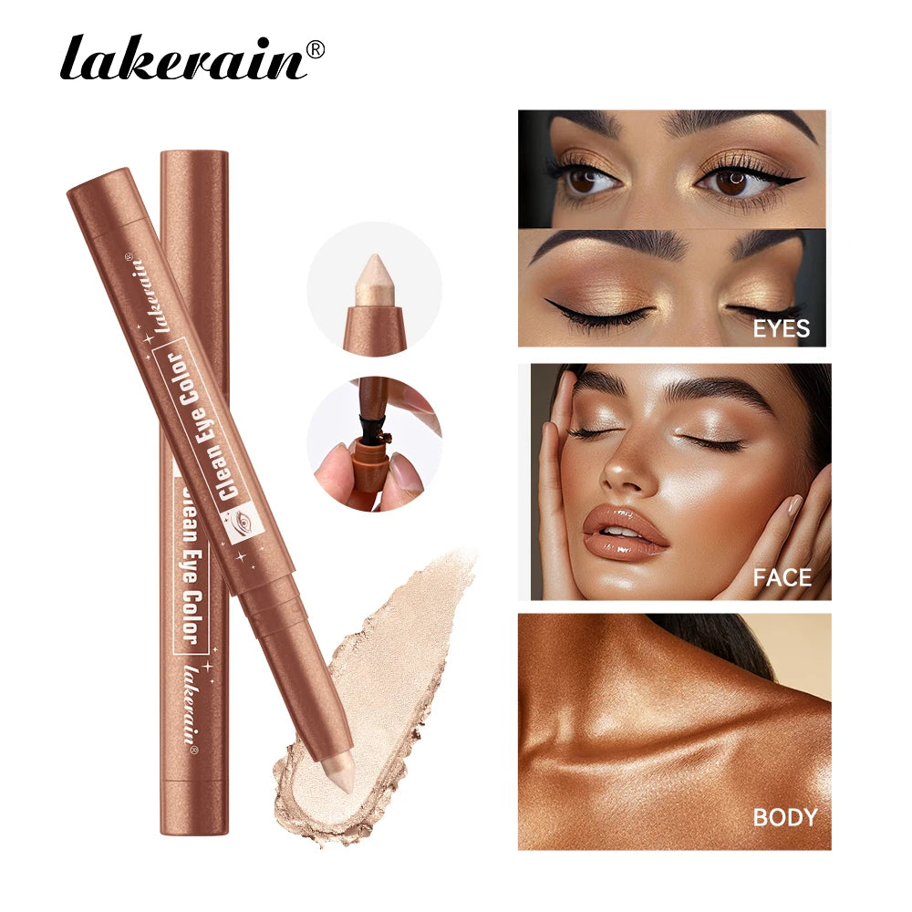 12Colors Metallic Eyeshadow Pencil Glitter Silkworm Liner Pen Highlighter Long Lasting Gold Blue Cream Eye Shadow Stick Makeup Oasis Select