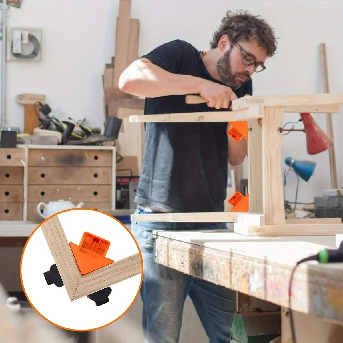 2pcs 90 Degree Corner Clamps For Woodworking, Fast Adjustable Quick Spring Loaded Woodworking Clamps,Cabinets,Photo Framing Oasis Select