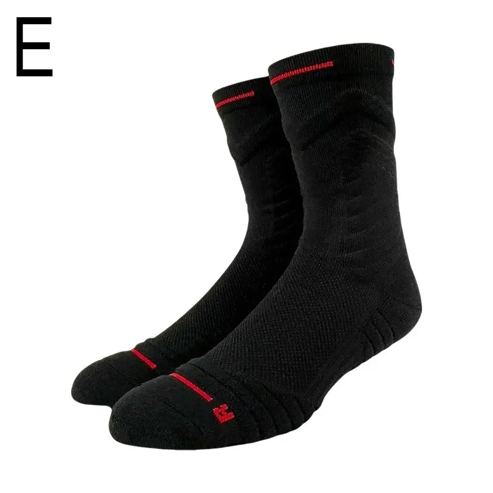 Men's High-top Sports Towel Basketball Socks Bottom Practical Professional Long-tube Mid-tube Elite Thick Running Oasis Select Black One Size