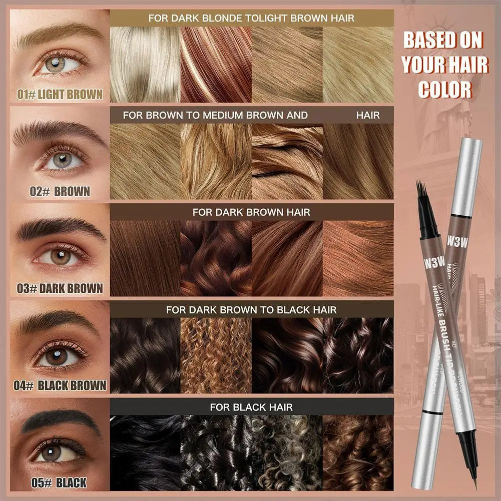 Hair Like 4D Micro Sculpting Eyebrow Pencil Dual Ended Multiple Prong Long Lasting Non Smudged Eyeliner Makeup Oasis Select