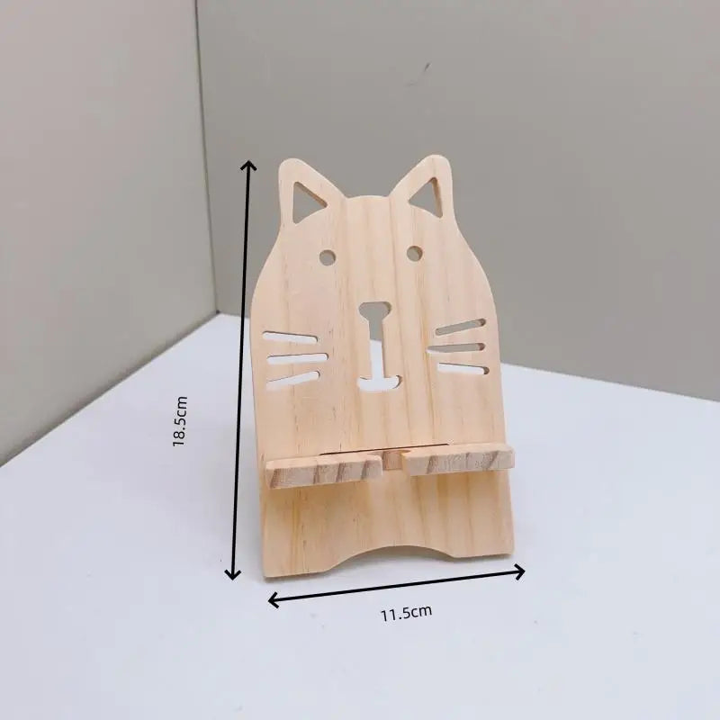 1PCS Wooden Foldable Phone Stand Creative Cartoon Shape Desktop Lazy Bracket Charging Base Oasis Select A2