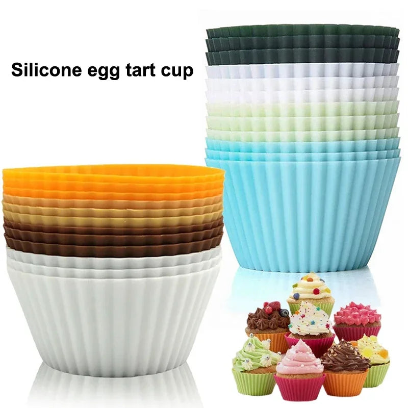 12/24Pcs Silicone Cake Mold Round Shape Muffin Cupcake Baking Molds Pudding Jelly Cup Pastry Home Kitchen Bakeware BPA Free Oasis Select