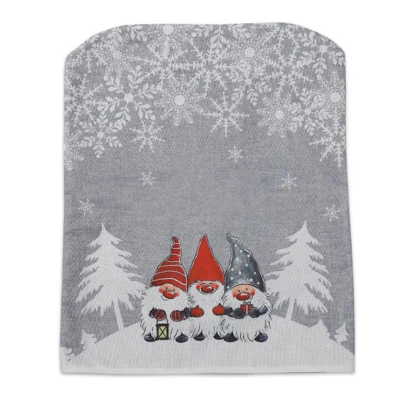 Christmas Chair Covers, Santa Claus Snowflakes and Christmas Tree Printed Christmas Dining Chair Slipcovers for Xmas Party Oasis Select Grey