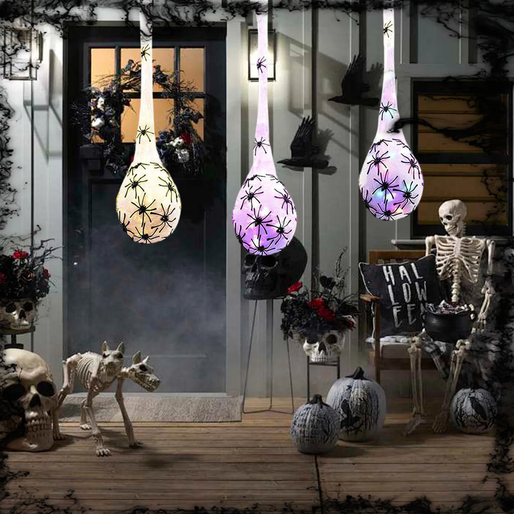 Halloween LED Glowing Spider Egg Bag Hanging Decoration Halloween Hanging Decor Oasis Select
